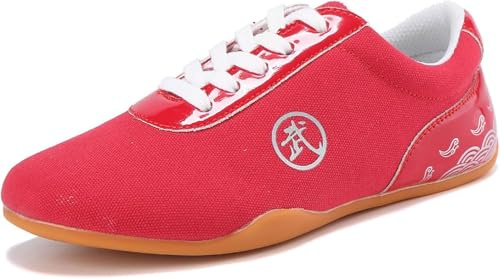 Manliga Och Kvinnliga Vuxna Barns Taekwondoskor, Tai Chi Kung Fu-skor, Halkfria, Lätta Andningsbara Casual Sportskor, Mjuka Tygskor, Red, 39 EU