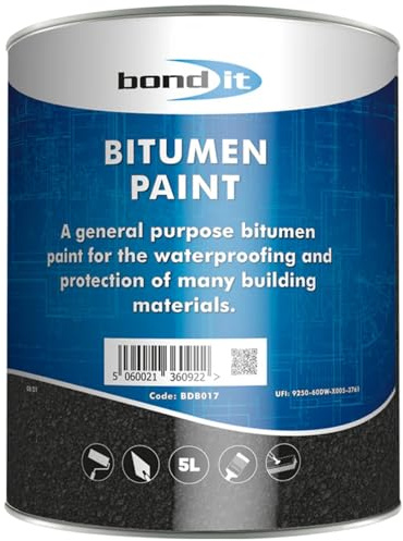 EDE Group Bond It Bitumen Paint 5L - Solvent-Bourne Bituminous Black Waterproof Paint, Weatherproofing Steelwork, Concrete, Asphalt and Portable Water Tanks