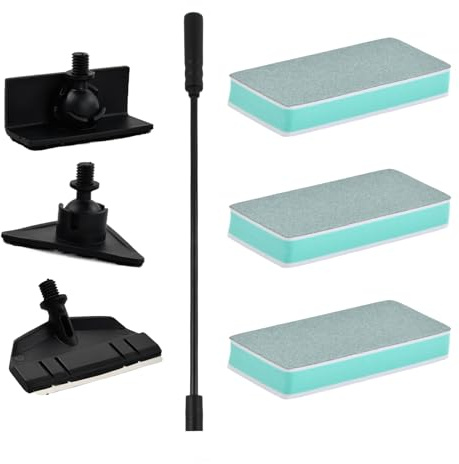 Aohyue Set per la Pulizia Acquario, Strumenti per la Pulizia dell'acquario 3 in 1, Pulitore Raschietto Alghe Raschietto con Asta Rimovibile, Strumento per la Pulizia per Acquari in Vetro