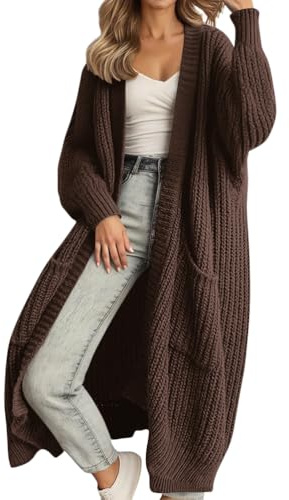 shownicer Gilet Femme Long Cardigan en Tricot Hiver Chic et Elegant Manteau Grande Taille Pull