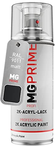 MG PRIME RAL 9011 Negro grafito/Graphite black mate Bote de spray acrílico de 2 componentes aerosol 400 ml de secado rápido