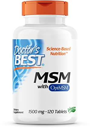 Doctor's Best, MSM, con OptiMSM, 1.500mg, 120 Compresse vegane, Altamente Dosato, Testato in Laboratorio, Senza Soia, Senza Glutine, non OGM, Zolfo Naturale
