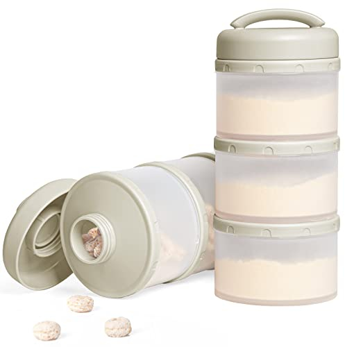 Termichy Milchpulver Portionierer Baby Stapelbar Milchpulver Aufbewahrungsbox 2 Stück (Warmes Grau)