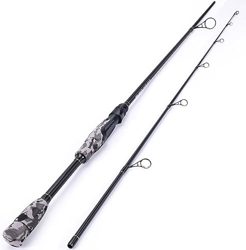 Sougayilang 2-teilige Spinnrute/Wurfangelrute - 28 Tonnen Carbon-Karbonrohr Langlebige Verbund-Spinn- oder Köderangelruten mit Edelstahlführungen für Süßwasser- und Meeresangeln-21-ZB-G