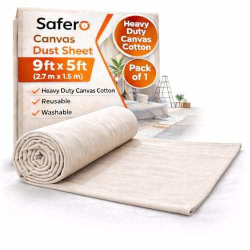 Láminas de lona resistentes para decorar y pintar, tamaño de 9 x 5 pies, hojas de pintura de tela pesada para muebles, suelo, escaleras, pasillos, reutilizables y lavables