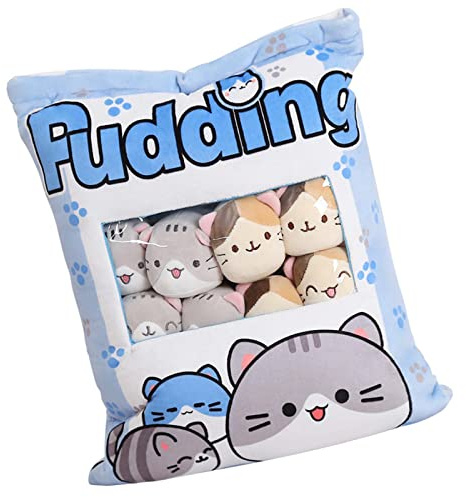 Mignon Snack Oreiller, Oreiller En Peluche , Mignon Snack Oreiller Animaux En Peluche Jouet Pudding, Coussin Pour Collation Mignon Avec 8 Poupées En Peluche Chat Amovibles, Cadeaux Pour Enfant