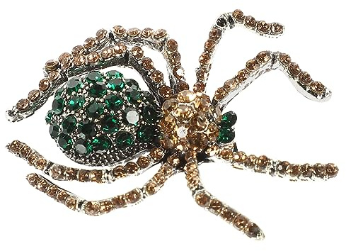 GALPADA Broche En Diamant Araignée Vintage D'halloween Épingles à Broche Chandail Pour Hommes Femmes D'halloween Collier Épingle De Sûreté De Noël Hazbin Strass Green