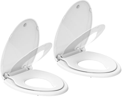GarveeTech Toilet Seat With Toddler Seat Built In,Elongated Toilet Seat for Potty Training,Fits Both Adults and Children,Slow Close and Magnetic Closure-Ideal for Family Bathroom(Elongated White 2pcs)