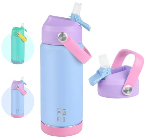 BOGI Kids Metal Water Bottle with Straw, 550ml Kid Stainless Steel Insulated Water Bottle for School Leak Proof for Boys Girls Toddlers Children Keep Drinks 12h Hot & 24h Cold | Color