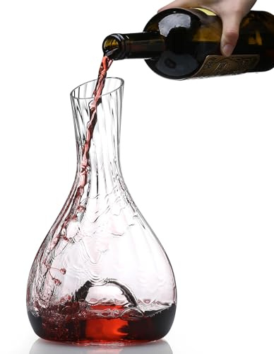 Drincarier Wine Decanter, 1900ml /64.2oz Red Wine Decanter, Hand Blown Lead-Free Crystal Wine Carafe, Decanter for White and Red Wine, Elegant Design Easy Pour, Wine Gifts and Wine Accessories (801)