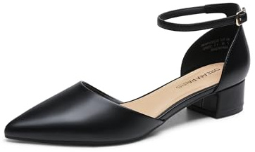 DREAM PAIRS Zapatos Vestir Tacón Bajo,Size 38,Negro-PU,DWUMPU2569