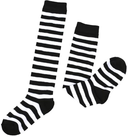 BrightGlow Chaussettes longues rayées pour enfants - Chaussettes hautes pour les genoux - Chaussettes sportives à rayures de Noël - Chaussettes hautes pour filles - Chaussettes à mi-mollet à rayures
