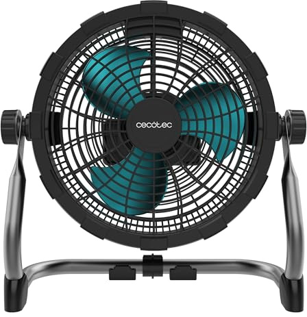 Cecotec Ventilatore da Pavimento Industriale Proindustry Portable. 12000mAh, Diametro 25,4cm, 9 Velocità, Batteria Potente, Design Robusto, Inclinazione Regolabile, Griglia Protettiva,Facile Trasporto