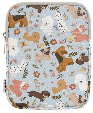 Dadanism 6-7 Pouces Housse Protectrice Pochette Nylon pour 7 Kindle Paperwhite et Kindle Colorsoft Signature Edition, 6 K-indle 11e Gén, Sac de Transport pour K-indle Oasis E-Reader, Chien Heureux