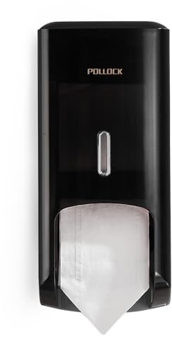 Pollock Dispensador de Doble Rollo de Papel Higiénico, Sin Taladrar | Gran Capacidad | Montaje en Pared | Comercial | Con Cerradura, Dispensador de Toallas de Papel Higiénico para Baño, Negro