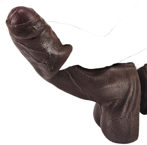 10'' Big Black Dildo with Movable Skin, Realistic Foreskin Dildo Uncut Dildos, Huge Thick BBC, Real Skin Dual Silicone Dildos with Strong Suction Cup, Adult Sex Toys for Men, Women and Gays Cobulipo