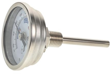 WHAMVOX Termómetro para Vino de Acero Inoxidable con Diseño Roscado Antigoteo Precisión Alta para Optimización de Elaboración Fácil Lectura Compatible con Olla de Elaboración y Cocina