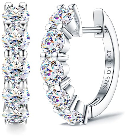 FIOROYAL Moissanite Ohrringe Silber 925 Creolen Hypoallergene Ohrringe Damen Herren 14K Vergoldet Creolen Klein D Farbe VVS1 Brillant Moissanite Schmuck Geschenk S3.5
