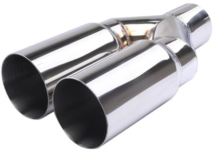 Silenciador de tubo escape Universal acero inoxidable, doble cilindro, entrada 63mm, salida 76mm, para reemplazo del sistema coche Silenciadores de coche