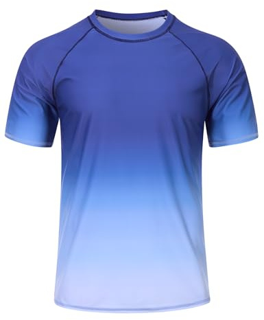 Fanient Men's Rash Guards UPF 50+ Short Sleeve Swim Top Mens Quick Dry Breathable Rash Vest for Watersport Surfing Running