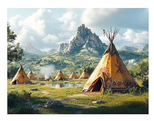 Luminiscencia Pintar por Numeros Adultos Carpa Kit Pintura Manualidades Adultos con Lienzos para Pintar 135 x 100 cm Luminiscencia Pintura Acrilica, indio Cuadros Decoracion Salon Modernos GYYH-4447