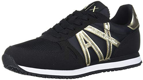 Armani Exchange Sneaker da Donna con Logo Rio Side, Black Lt Gold., 41 EU