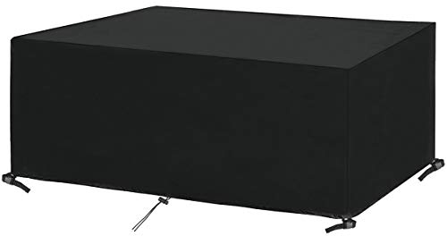 SanGlory Abdeckhaube Gartentisch Oxford Gewebe Gartenmöbel Abdeckung Wasserdicht Tischabdeckung Anti-UV Sitzgruppe Schutzhülle Gartenmöbel Abdeckplane für Tisch und Stühle, Rechteckig (200x160x70cm)