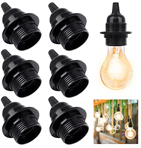 7 PCS E27 Lamp Socket Vintage Light Fitting External Thread DIY Pendant Light Suitable for Edison Bulbs - Black, Rated 4A 250V
