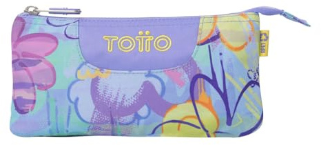 TOTTO - Estuche Escolar 3 Compartimentos, Modelo Tablero, Estuche Grande, Dimensiones 22 x 11 x 3.5 cm, Una Cremallera, Tejido Resistente y Repelente a Líquidos, Estampado Grafily