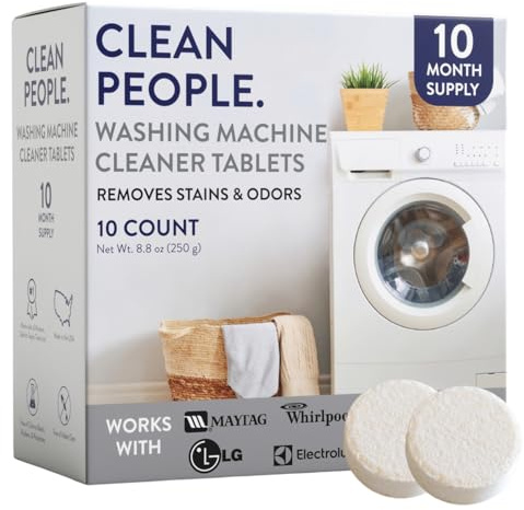 THE CLEAN PEOPLE Washing Machine Cleaner - Eco Friendly Washer Machine Cleaner Tablets for Removing Odor, Grime & Scale Buildup - Front Load and Top Load Laundry Machine Cleaner - 10 Count