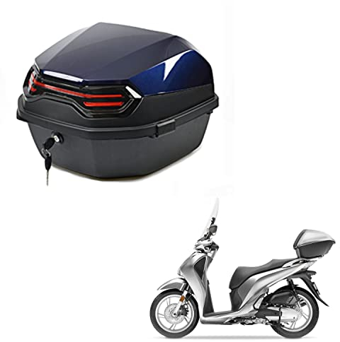 WNANCH Motorräder Top Case Heckkoffer Kofferraum mit Doppelschnalle rote Reflektor Universal Motorradkoffer Wasserdicht 45L sehr haltbar (Color : Blau)