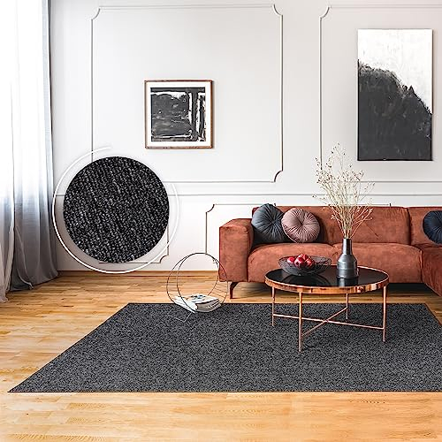 Paco Home Teppich Wohnzimmer Schlafzimmer Kurzflor Waschbar Bis 30 Grad Einfarbiges Design Meliertes Muster Weich Moderne Deko, Grösse:120x160 cm, Farbe:Anthrazit