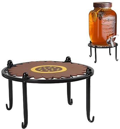 Kcgani Heavy-duty Metal Beverage Drink Dispensers Stand, Drinking Crock Cold Water Glass Container Holder, Countertop Rack Base for Juice Lemonade Dispenser Mason Jar, Max Diameter 8, Black