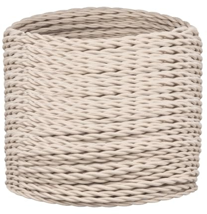 Helunsi 3 Core Vintage Braided Flex Cable - 10 Meters / 32.8FT Ivory, Twisted Fabric Electrical Wire for DIY Lamps, Industrial Pendant Lights, Lighting Appliances