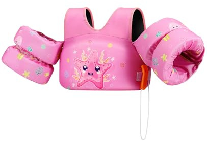 HeySplash Gilet de Flottement de Natation, Gilet de Natation avec Sangle Réglable pour Enfants 9-22/15-30 KG, Brassard d'apprentissage à la Natation Flotteur de Piscine avec Sifflet