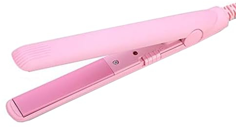 GERUI 2-in-1 Mini Haarglätter,Curling Stange gerade Board Curler Richtmaschine,Keramik-Heizplatte,tragbare Keramik flache Lockenstab Haar Lockenwickler für Frauen Kurzhaar Pony Bart (Rosa)