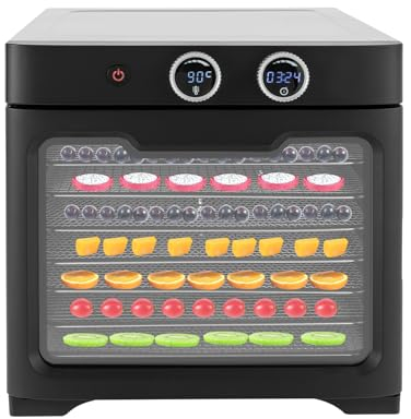 Deshidratador de alimentos, deshidratador eléctrico con regulador de temperatura, 8 pisos, temporizador y control de temperatura (35-70°)