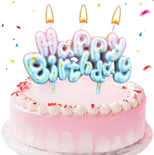 Vela de Letras con Números,Velas de Cumpleaños Happy Birthday Letras,Fiesta Aniversario Decoraciones Suministros,Letras Numéricas Decoración para Cumpleaños Bodas (Happy Birthday)