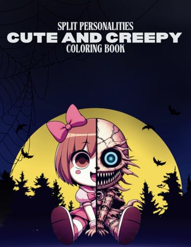 Split Personalities Cute and Creepy Coloring Book: 20 Dual-Natured Characters: Adorable Meets Eerie | Single-Sided Pages | 8.5 x 11