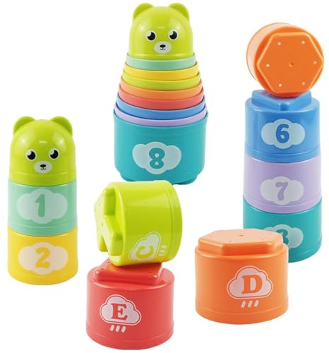 Set impilabile di tazze, set di tazze impilabili,Gioco di impilamento di allenamento logico - Giocattolo di bicchieri impilabili con lettere e numeri, bicchieri impilabili divertenti, giocattoli