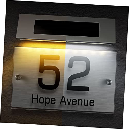 ANDRESLAD 1set Lampada Solare Per Numero Civico Insegna Illuminata Con Led Doppio Colore Per Esterni Design Autocaricante Visibile Di Notte Per Casa e Giardino