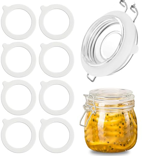 Rubber Jar Seals Replacement 8 Pcs Silicone Mason Jar Gaskets Seal Airtight Seals Rings for 0.5l 1l 2l 0.35 Litre Storage Gasket Glass Jars Cans