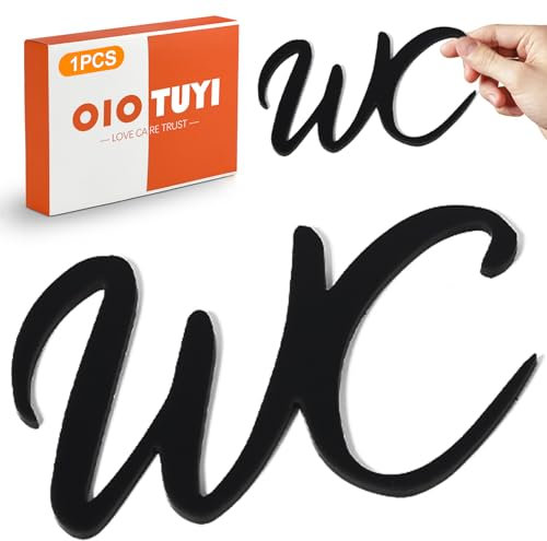 OioTuyi 15x10 cm WC Türschild Selbstklebend, Toilettentür Aufkleber mit Dauerhafter Klebefolie - Schwarz für Innenbereich & Öffentliche Toiletten)