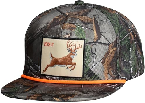 EDTREK Elite Youth Country Hat for Big Kids - Boys Snapback Hat with Flat Brim (Forest Camo - Rock It)