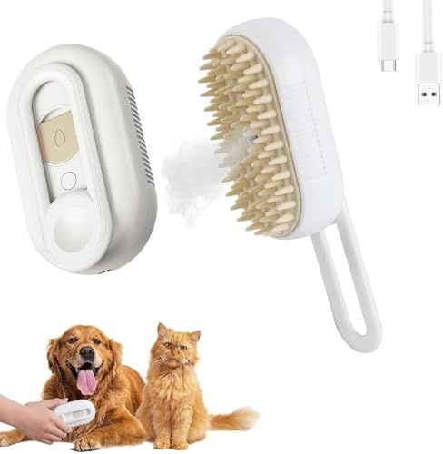 Spazzola spray massaggiante per animali domestici, rimuove i peli sciolti e idrata, 19,5 x 6,5 cm, adatta per cani e gatti, ricaricabile tramite USB