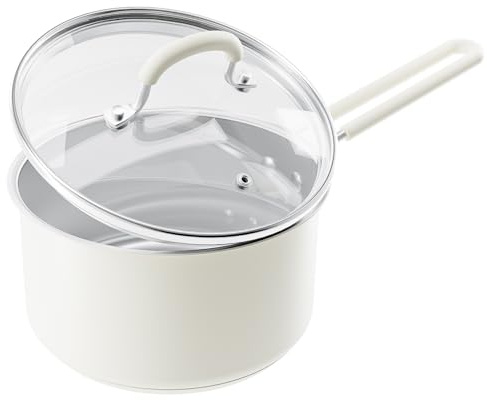 COOKNANO Milchtopf mit Abdeckung 18 cm, Edeastahl Kasserolle, 2L Kasserolle, Stielkasserolle, Geeignet für Induktionskochfelder, Elektrokochfelder und Gaskochfelder