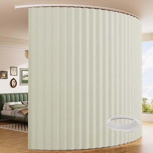 Room Divider Curtains with Ceiling Track, Wide Curtain for Room Partition (Beige, 1 Pack(120''W x 96''L))