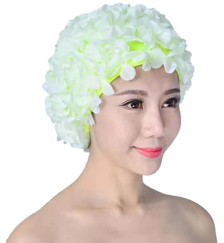 Gorro de baño de flores 3D para mujer - Sombrero de baño turbante brocado | Cubierta de cabeza de natación de pelo largo | Sombreros de piscina de protección auditiva para damas, playa, buceo, spa, do