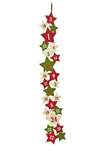 HEITMANN DECO Calendrier de l'Avent à suspendre et à remplir soi-même – Calendrier de l'Avent en feutre – Rouge, vert, blanc – étoiles