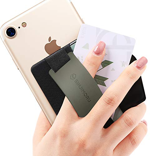Sinjimoru - Banda sujetadora para móvil - Tarjetero con Soporte para móvil - Cartera Adhesiva para móvil con Banda sujetadora de Silicona Sinji Pouch B-Grip Silicone - Gris Oliva